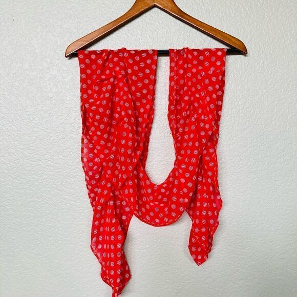Red Polka Dot Sheer Print Scarf - Picture 1 of 4